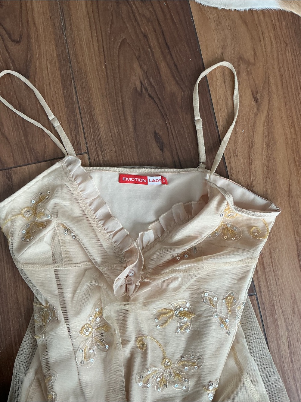 Beaded Beige Spaghetti-Strap Cami Top - Picture 3 of 3